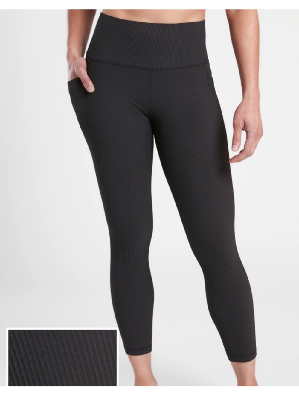 Athleta salutation stash pocket rib 7/8 legging black small